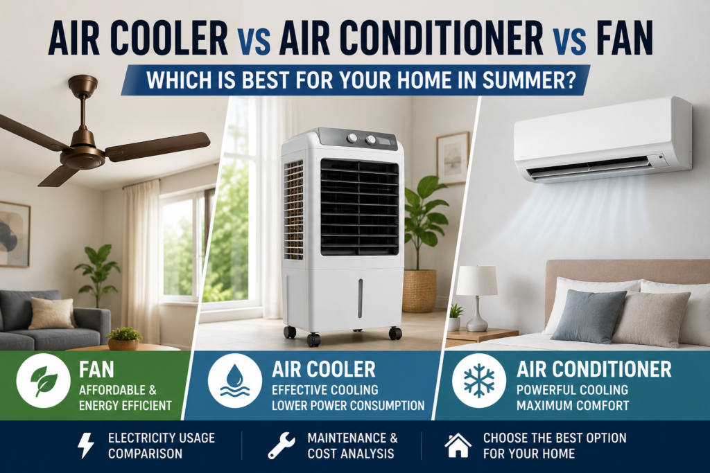 air cooler vs air conditioner vs fan